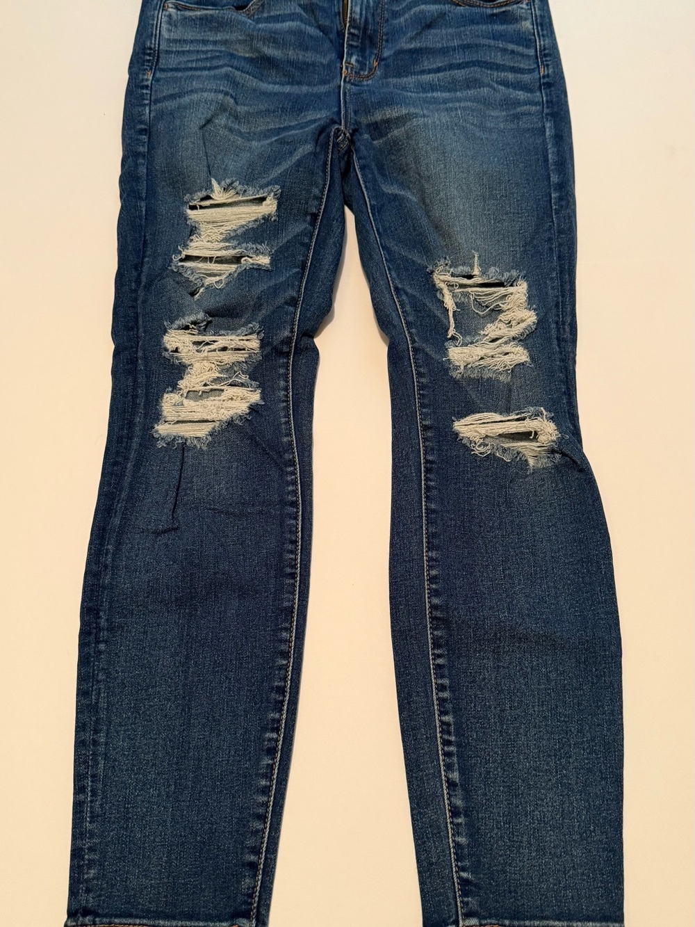 American Eagle Outfitters Dark Blue Distressed Skinny Jeans